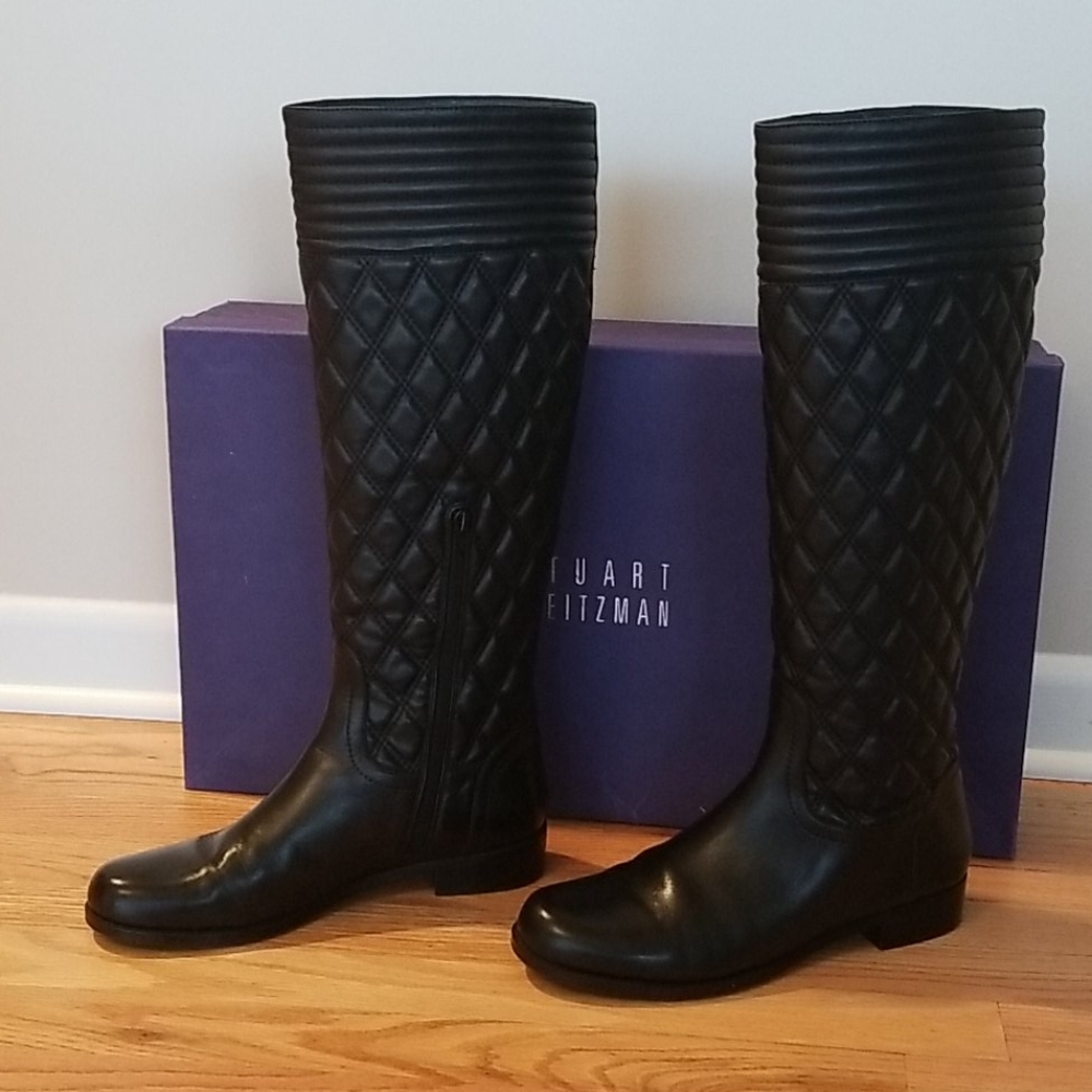 Stuart Weitzman Black Quilted Clute Boots